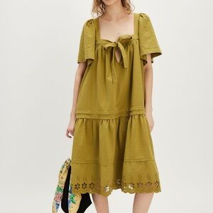 square neck midi dress with split Sheena Square Neckline Side Split Midi Dress Ocean Blue